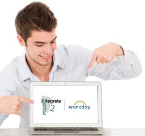 Young Man Pointing to i2-WD Laptop Screen